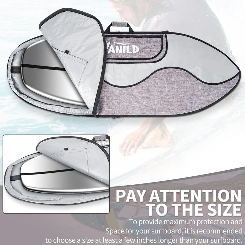 ANILD Surfboard Longboard Storage Bag Travel Daylight Bag with Shoulder Strap for Size 5'0, 6'0, 6'6, 7'0, 8'0, 9'0, 9'6, 10'6 - Image 4